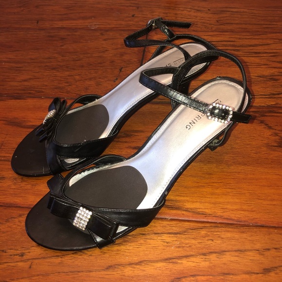 Black Bow and Rhinestoned Heels - Picture 1 of 4